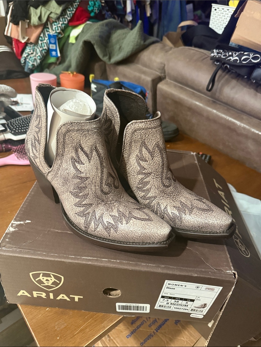 Ariat Metallic Taupe Western Cutout Ankle Booties
